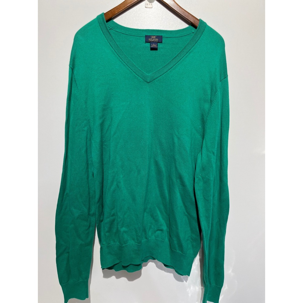 Brooks Brothers 346 Womens Green Supima‎ Cotton V-Neck Sweater Large L